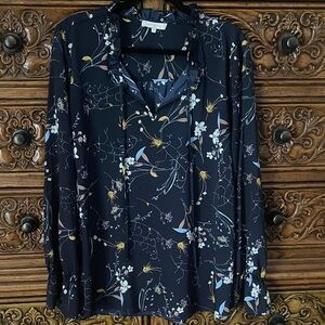 Chic Floral Navy Blouse